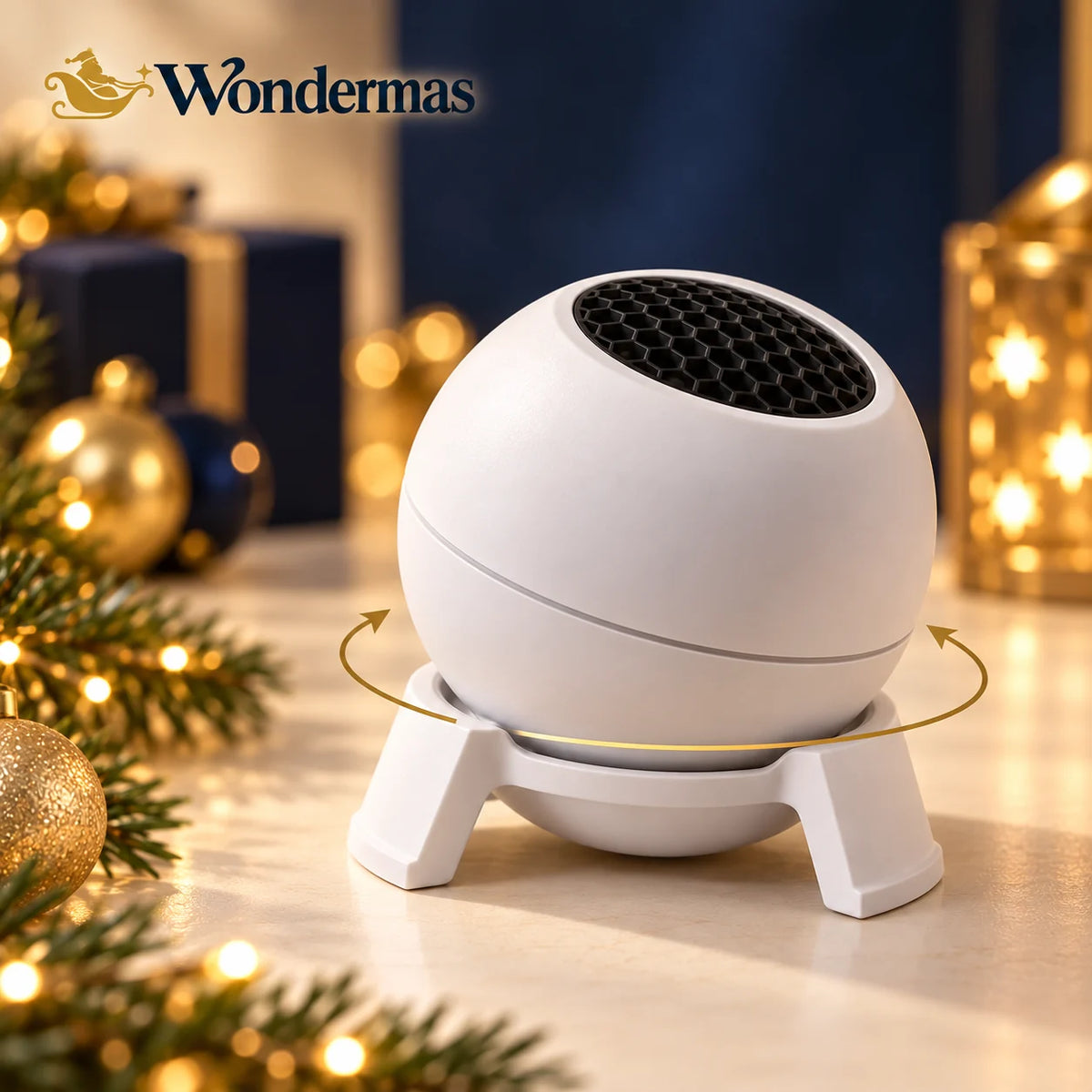 Wondermas Christmas Sky Projector tilted in its adjustable base