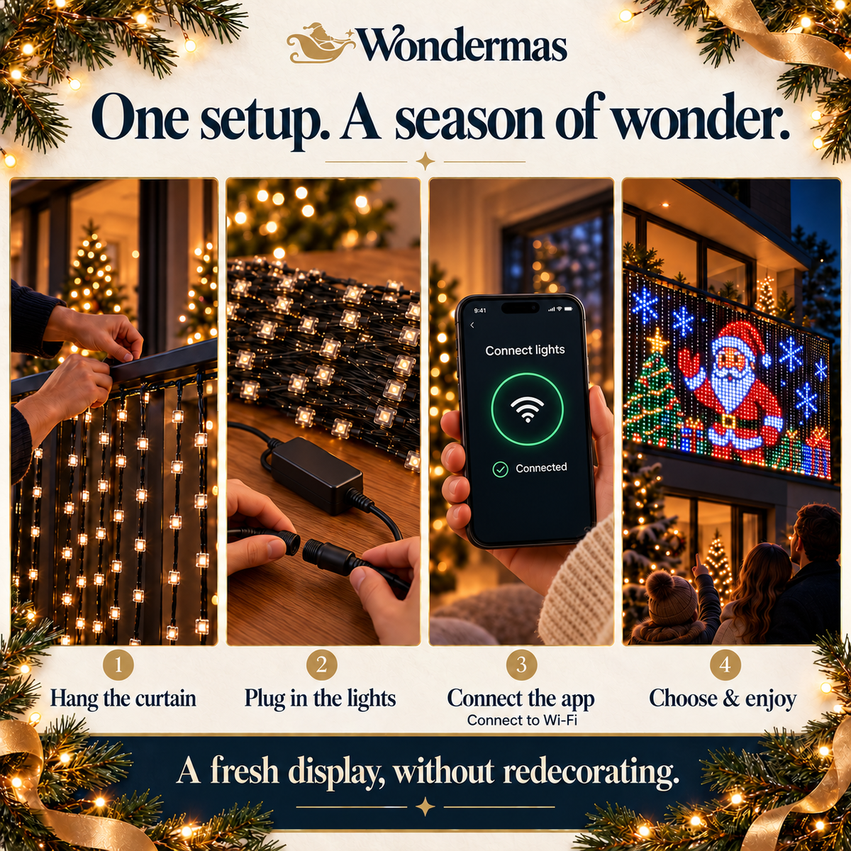 Wondermas curtain setup with smartphone app control